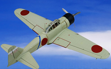 Mitsubishi A6M2 Zero1/18 -Sen/Zeke Display Model with pilot figure