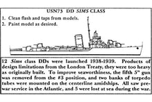 Load image into Gallery viewer, DD Sims Class - 1/2400 Destroyers - 3/pack