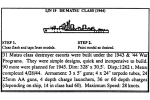 DE Matsu Class 1/2400 Japanese Destroyers, 1.75" Long (3-Pack)