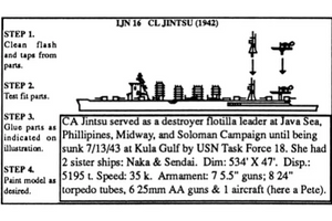 CL Jintsu 1/2400 Japanese Cruiser, 2.5" Long