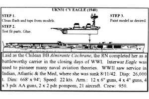 CV Eagle - 1/2400 United Kingdom Aircraft Carrier, 3.25" Long