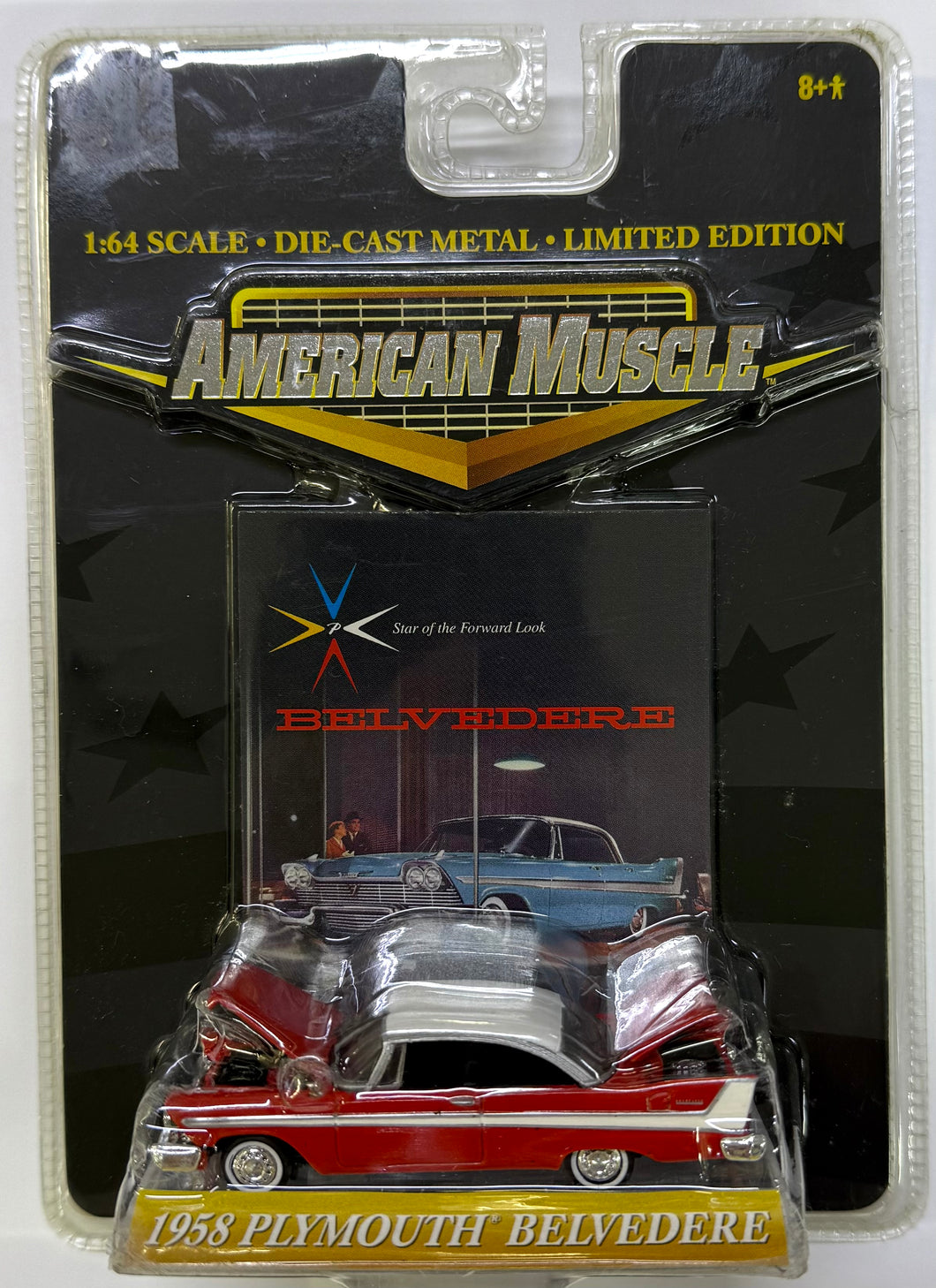 1958 Plymouth Belvedere 1/64 (red & white) American Muscle by Ertl Collectibles