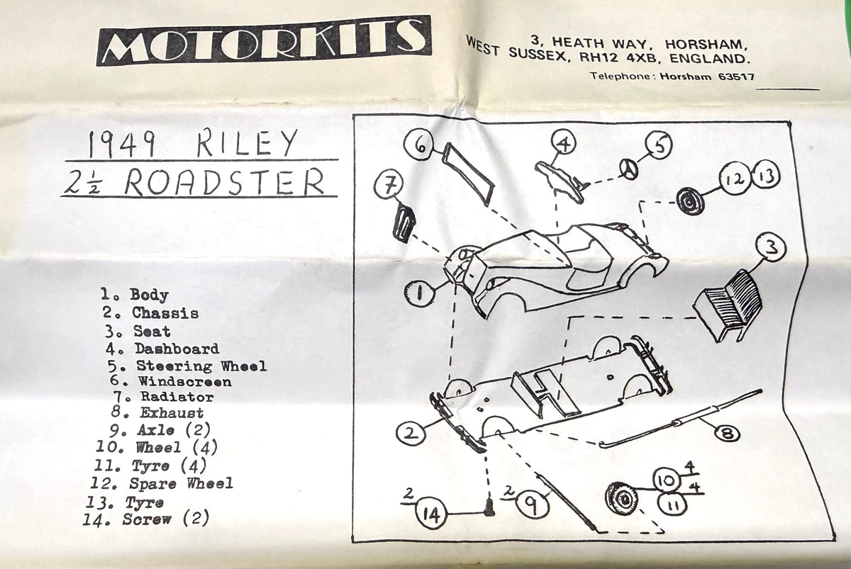1949 Riley 2-1/2-Litre Roadster 1/43 White Metal Kit, Made in England ...