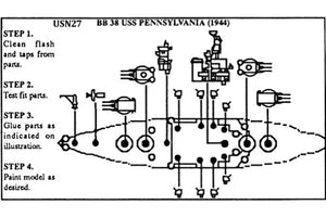 BB-38 Pennsylvania (1944) - 1/2400 United States Battleship , 2.75" Long