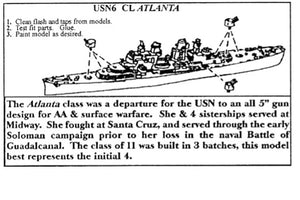 CL-51 Atlanta - 1/2400 United States Cruiser, 2.75" Long