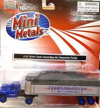 Load image into Gallery viewer, HO Scale 1960 Ford Tractor/Covered Wagon Set, Transamerican Trucking, 1/87