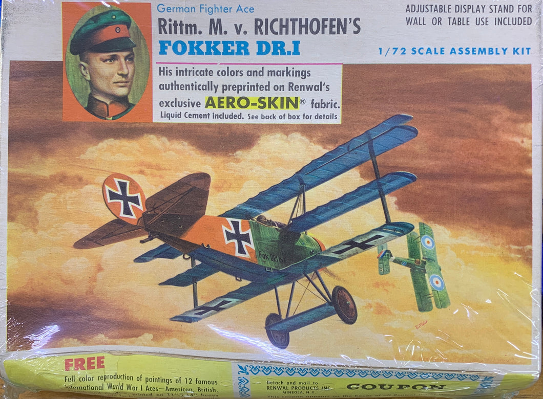 Rittm. M.v.Richthofen's Fokker DR.I 1/72 1966 ISSUE Aeroskin