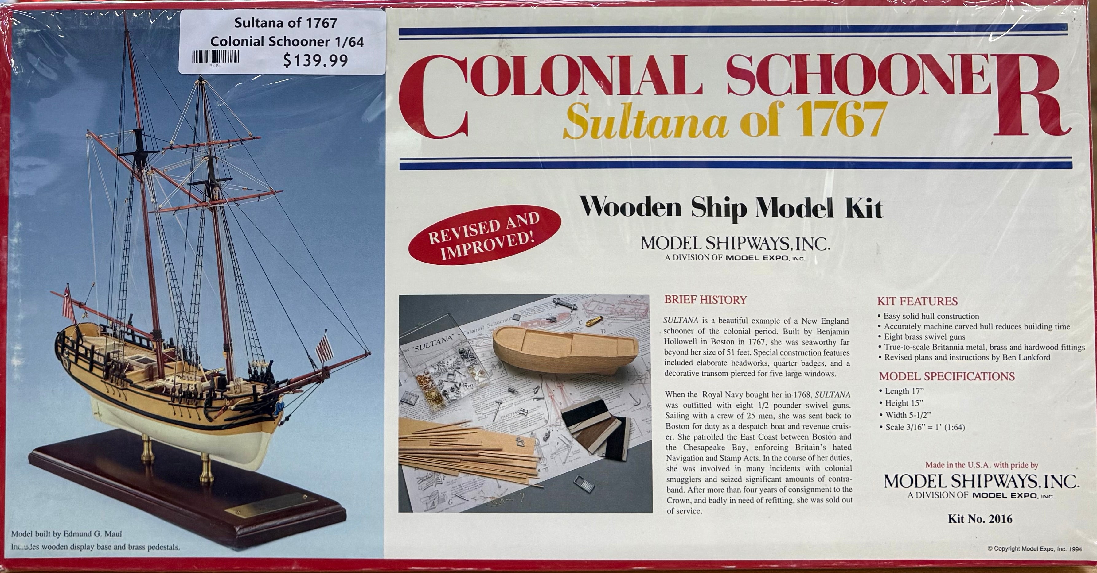 Sultana of 1767 Colonial Schooner 1/64 – J-BarHobbies