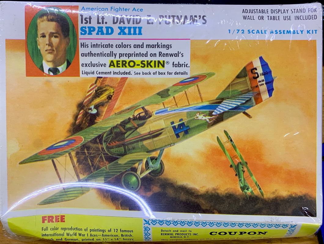 1st Lt. David E. Putnam's Spad XIII 1/72 1966 ISSUE Aeroskin