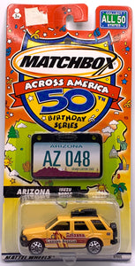 ARIZONA "Arizona," "Canyon Rescue" and "48" Isuzu Rodeo 1/62 Matchbox Across America 50th Birthday Series