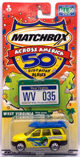 Load image into Gallery viewer, WEST VIRGIINIA Jeep Grand Cherokee 1/58 Matchbox Across America 50th Birthday Series