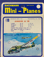 Load image into Gallery viewer, Bachmann Mini Planes, #27 Junkers JU 88  1/170  1970&#39;s issue