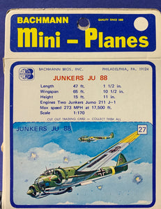Bachmann Mini Planes, #27 Junkers JU 88  1/170  1970's issue