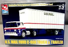 U.S. Mail Tractor and Trailer, Ford C-900 & 27ft. Trailmobile Post van 1/25