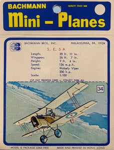 Bachmann Mini Planes, #34 S. E.  5  A 1/100 1970's issue