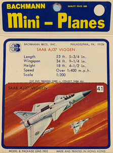 Bachmann Mini Planes #41 Saab AJ37 Viggen  1/200  scale