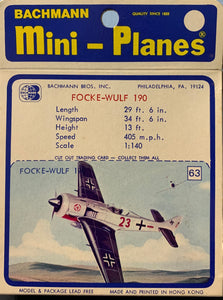 Bachmann Mini Planes #63 Focke-Wulf 190 1/140