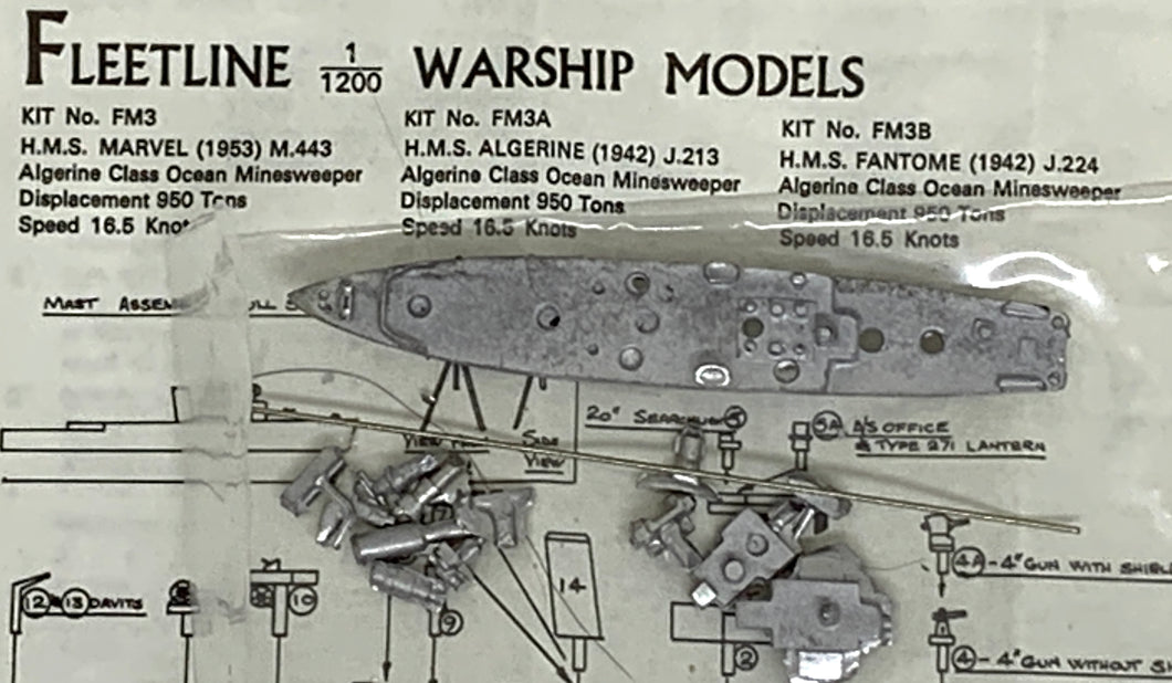 HMS FANTOME MINESWEEPER ALGERINE CLASS 1/1200