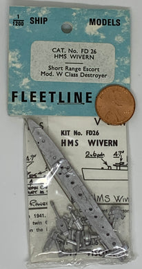 HMS WIVERN, SHORT RANGE ESCORT, MOD. W CLASS DESTROYER 1/1200
