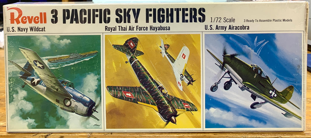 3 Pacific Sky Fighters Wildcat / Hayabusa / Airacobra 1/72 1966 ISSUE